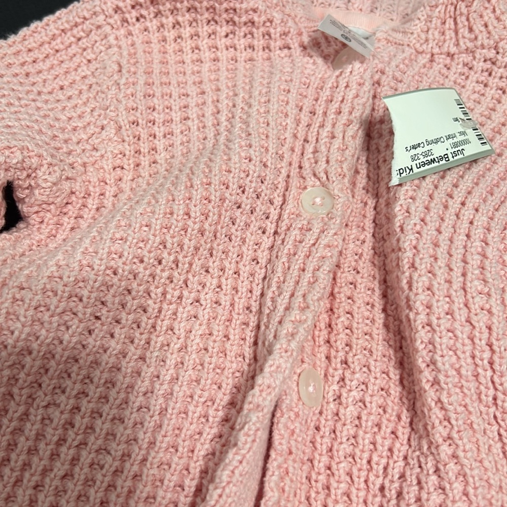 Girls 9 months button down sweater jacket cardigan hood fur ears - Picture 2 of 3